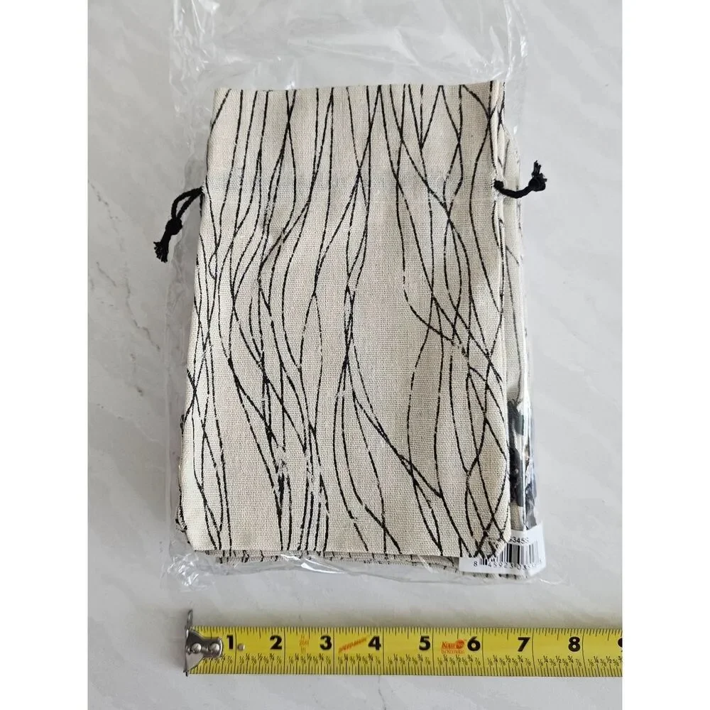 Beige and Black Drawstring Pouch Set Of 20 Medium Size
